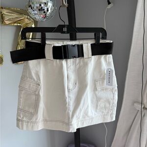 PacSun White Cargo Mini Skirt with Black Belt